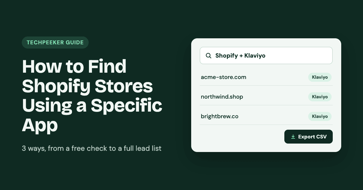 Finding Shopify stores that use Klaviyo and exporting them as a CSV lead list