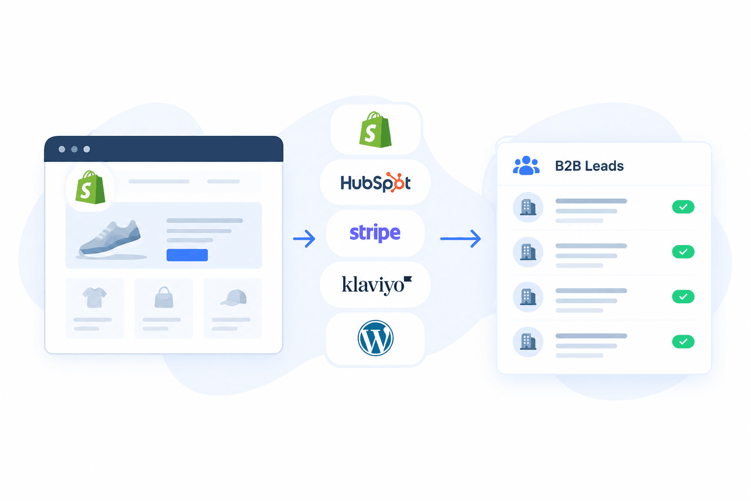 Detecting Shopify, HubSpot, Stripe, Klaviyo and WordPress on websites and turning them into a B2B lead list